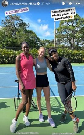Urszula Radwańska i siostry Venus i Serena Williams na Florydzie