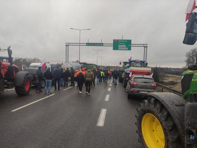 Protest rolników w Elblągu na S7