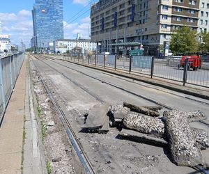 Tramwajowy remont pl. Zawiszy w Warszawie