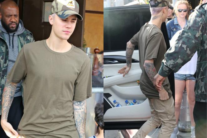 Justin Bieber w czapce moro