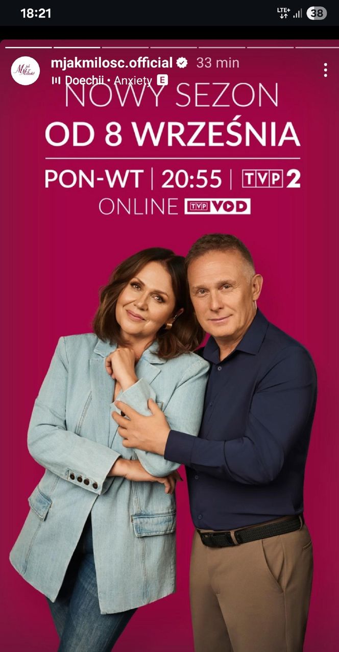 M jak miłość nowy sezon po wakacjach. Marysia (Małgorzata Pieńkowska), Artur Rogowski (Robert Moskwa)