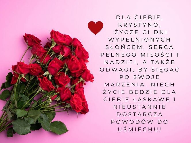 Kartka z życzeniami na imieniny Krystyny