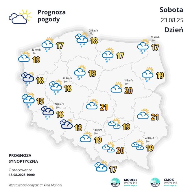 Pogoda IMGW na sobotę, 23 sierpnia