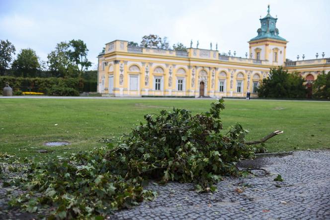 Park wilanowski zamknięty po burzy w Warszawie