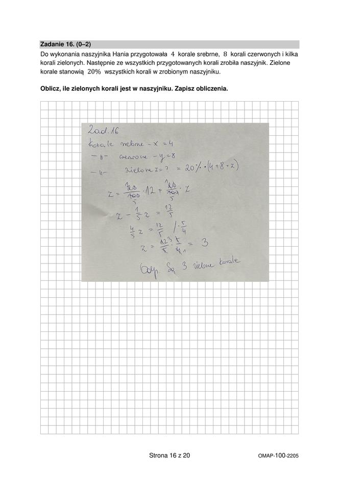 Egzamin ósmoklasisty 2022: Matematyka. ARKUSZ CKE i ODPOWIEDZI [25.05.2022]