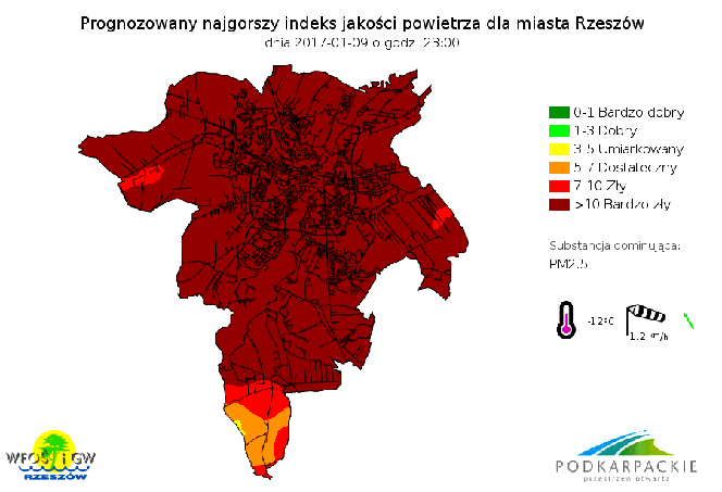 Indeks jakości powietrza w Rzeszowie