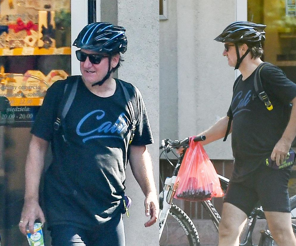 Robert Więckiewicz na rowerze