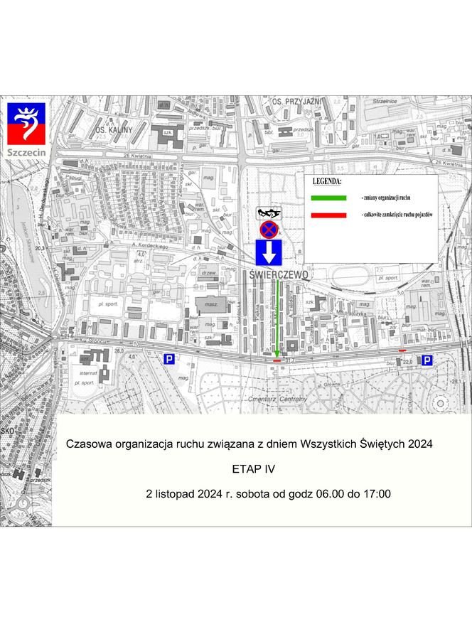 Zmiana organizacji ruchu na Wszystkich Świętych w Szczecinie