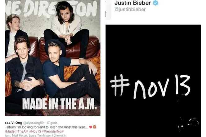 One Direction i Justin Bieber - nowa płyta 2015 tego samego dnia