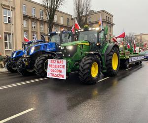 Strajk rolników w centrum Zielonej Góry. Przedsiębiorcy wyjechali na ulice 