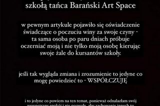 Tomasz Barański ma trudny czas. Odeszła od niego kolejna tancerka