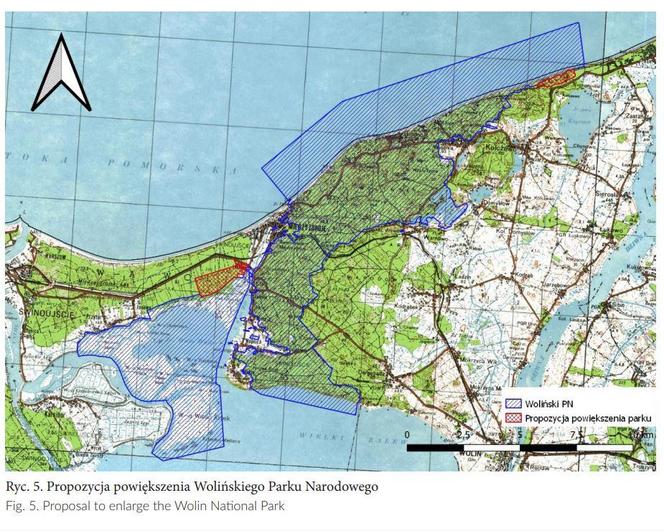 Mapa obrazująca koncepcję powiększenia Słowińskiego Parku Narodowego