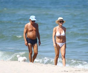 Jan Englert z żoną i ćorką w Juracie