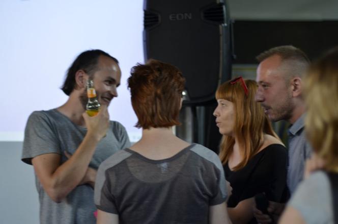 Michał Piasecki, Katarzyna Waloryszak i prowadzący spotkanie Anna Żmijewska oraz Tomasz Żylski z miesięcznika "Architektura-murator"