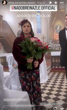 Na dobre i na złe na planie. Salowa Halinka (Joanna Jarmołowicz), Mario (Marcin Korcz)