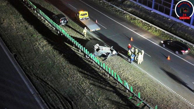 Dachowanie na S8. Jedna osoba trafiła do szpitala