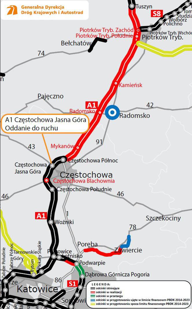 Węzeł Częstochowa Jasna Góra na A1oddany do użytku