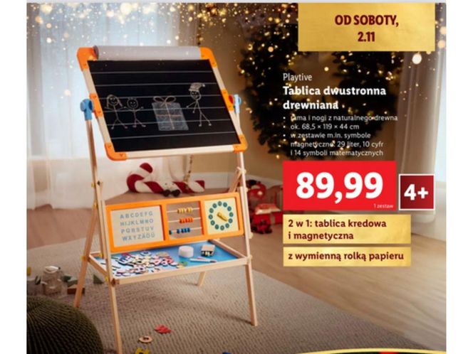 Lidl, tablica dwustronna drewniana, 89,99 zł