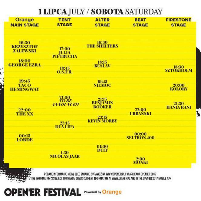 Opener Festival 2017: Line up ostatniego dnia [PROGRAM]