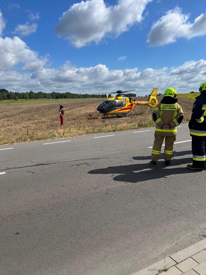 Wypadek w Adamowie. Ranną zabrał śmigłowiec LPR