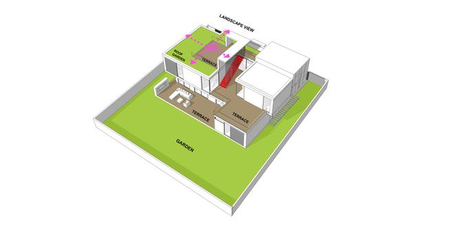 Skyfall House. Projektanci starali się wygospodarować na niewielkiej działce możliwie najobszerniejszy ogród