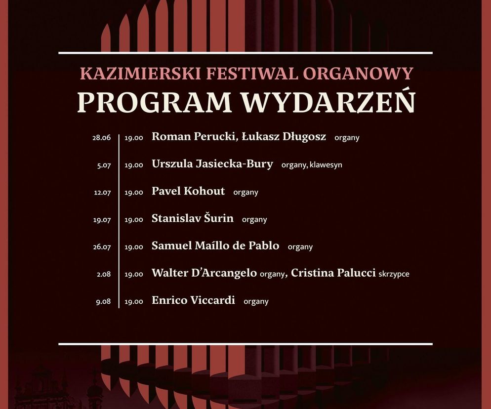 Kazimierski Festiwal Organowy 2025 - plakat wydarzenia