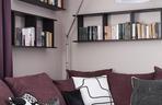 salon śliwkowa sofa