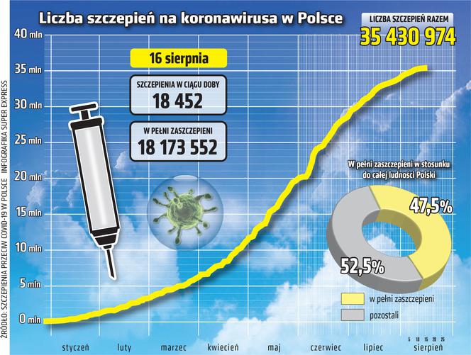 koronawirus szczepienia wykres 16.08.2021