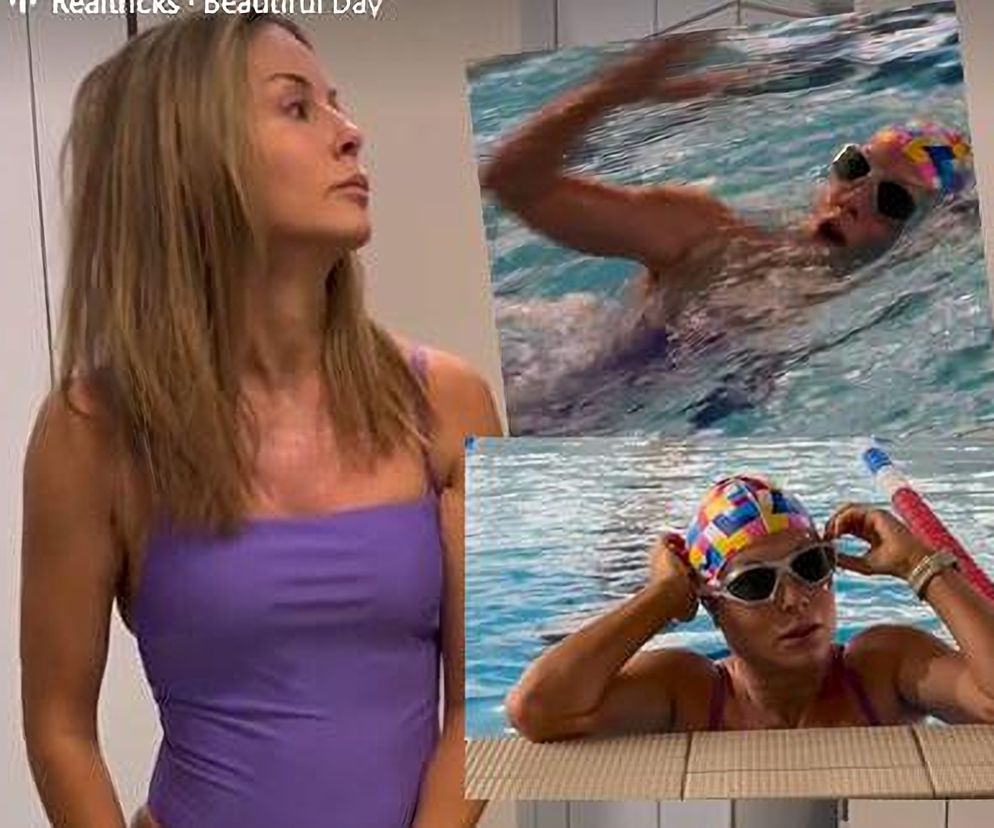 Małgorzata Rozenek pręży ciało na basenie