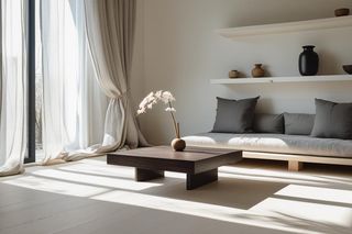 Wnętrze w stylu japandi wygenerowane przez AI w Canvie