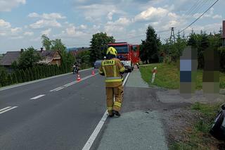 Tymowa. Osobówka zjechała z drogi i uderzyła w betonowy przepust