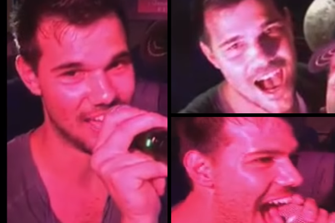 Taylor Lautner śpiewa na karaoke