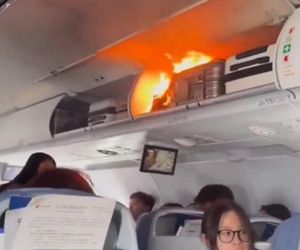 Pożar w samolocie pełnym ludzi! Płomienie buchały tuż nad głowami
