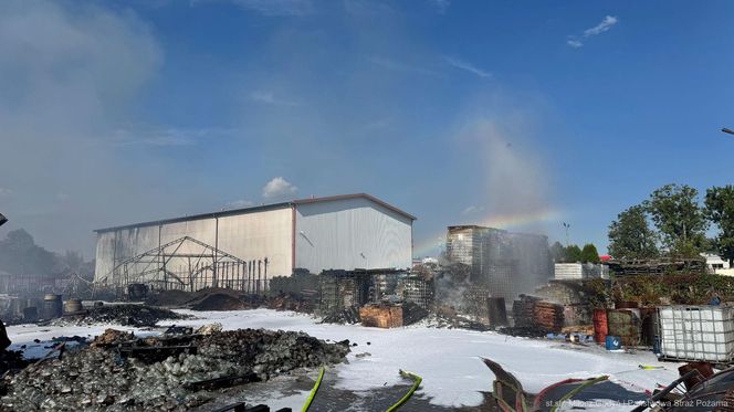 Pożar hali przemysłowej hurtowni zniczy przy ulicy Dojazd w Tarnowie