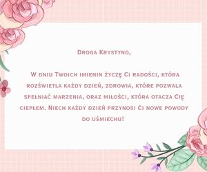 Kartka z życzeniami na imieniny Krystyny