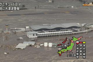 Japonia: Trzęsienie ziemi. Fala tsunami zalała lotnisko w Sendai