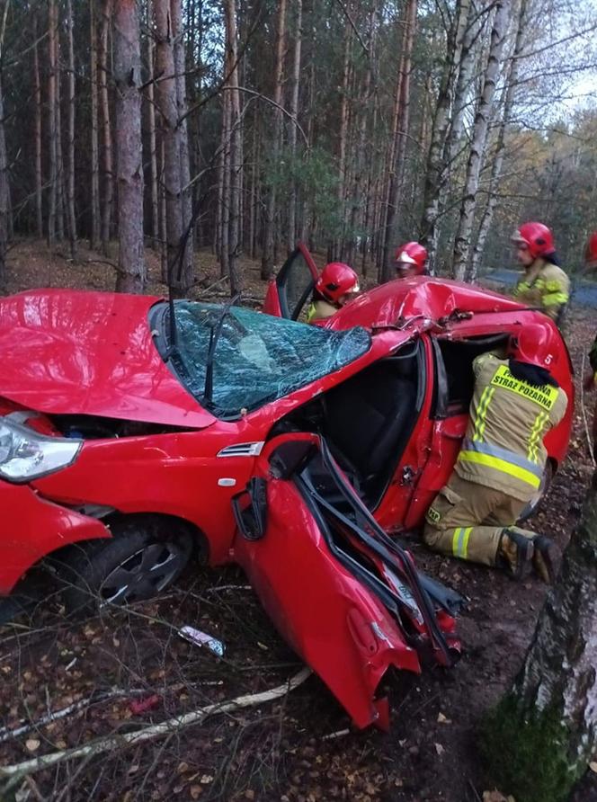 Tragiczny wypadek pod Środą Wielkopolską. Samochód wypadł z drogi i rozbił się na drzewach