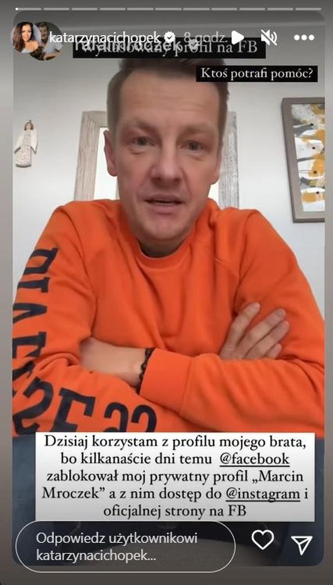 Marcin Mroczek (Piotrek z M jak miłość) na profilu Katarzyny Cichopek na Instagramie