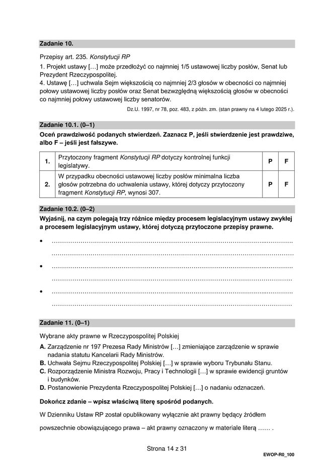 Matura 2025: WOS poziom rozszerzony 13.05.2025. ARKUSZE CKE [Formuła 2015]	