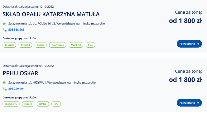 Ceny węgla ze strony cieplo.gov.pl