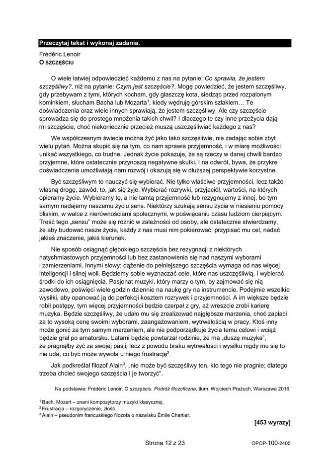 Egzamin ósmoklasisty - arkusz z języka polskiego 2024