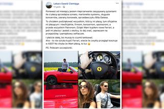 Dawid Ciemięga kupił Ferrari? Lekarz trolluje antyszczepionkowców na facebooku