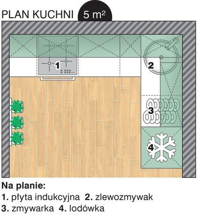 5-metrowa zielona kuchnia. Ogródek ziołowy na ścianie