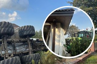 Kujawsko-Pomorskie. Ciągnik zjechał z drogi i uderzył w dom. W budynku znajdowały się dwie osoby