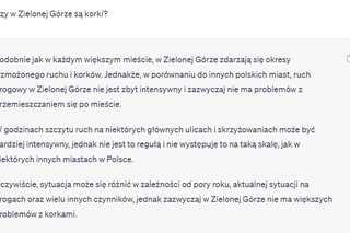 ChatGPT opowiedział o wadach i zaletach Zielonej Góry
