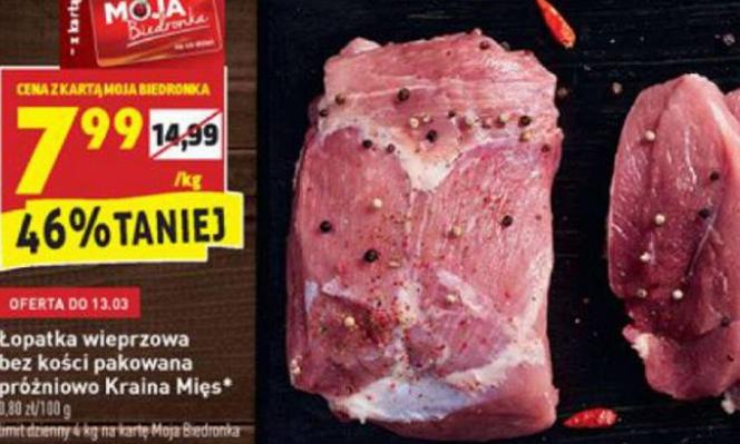 łopatka wieprzowa 7,99 zł/kg