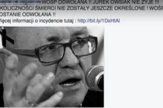 Jerzy Owsiak nie żyje - oszustwo