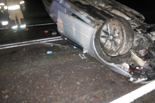 Breń. Przy wyprzedzaniu zahaczył o audi. Oba auta wylądowały w rowie. 3 osoby w szpitalu