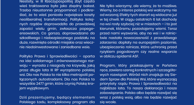 Polski Ład dla polskiej wsi