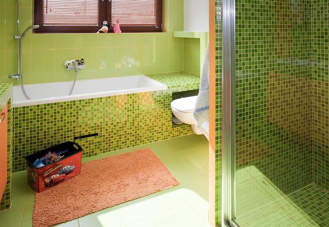 Zielona łazienka w seledynowym odcieniu